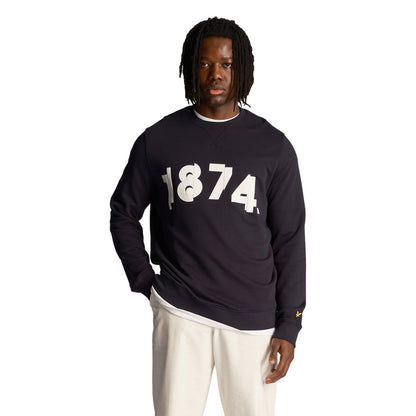 Dark Navy - Side - Lyle & Scott Mens 1874 Printed Sweatshirt