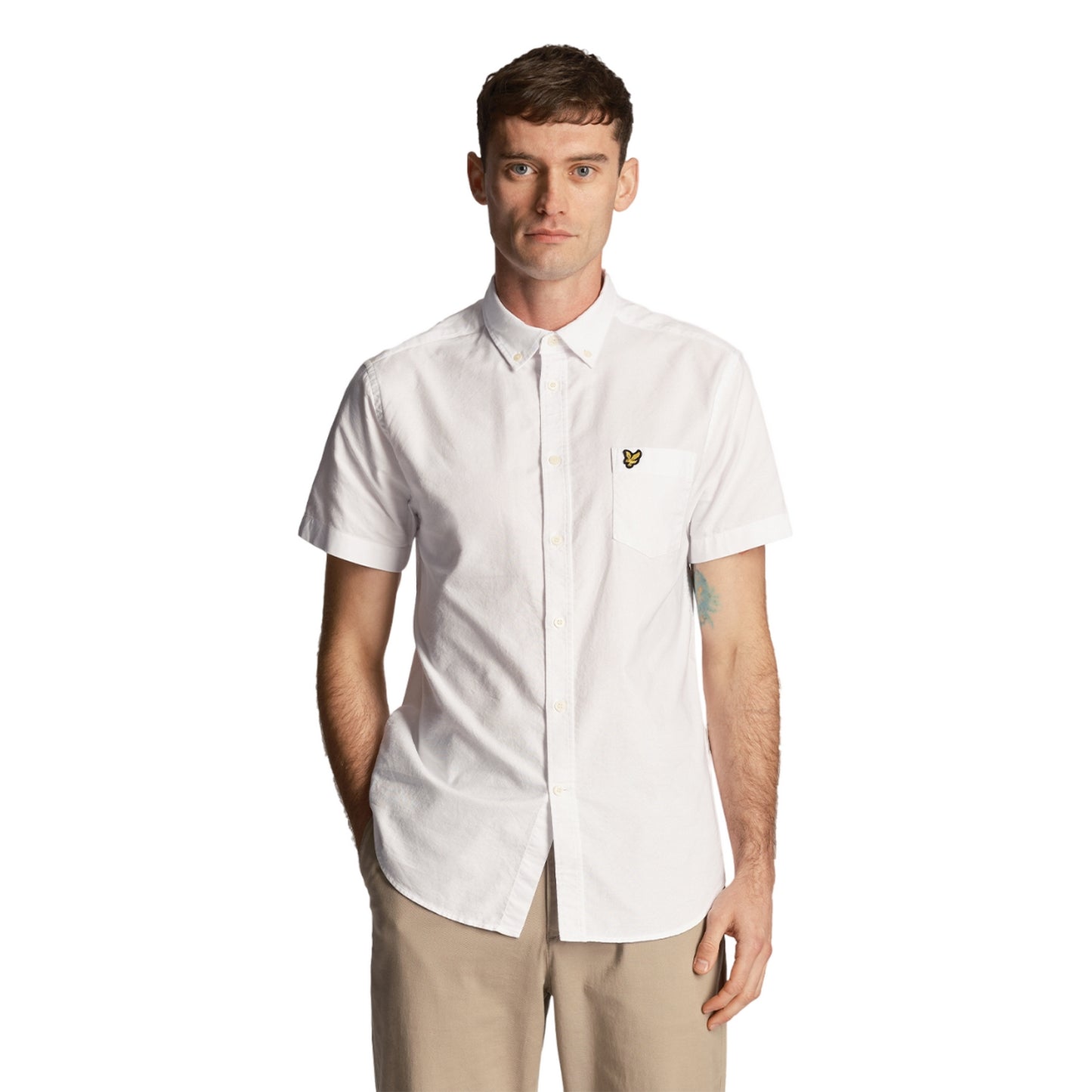 White - Front - Lyle & Scott Mens Oxford Short-Sleeved Shirt