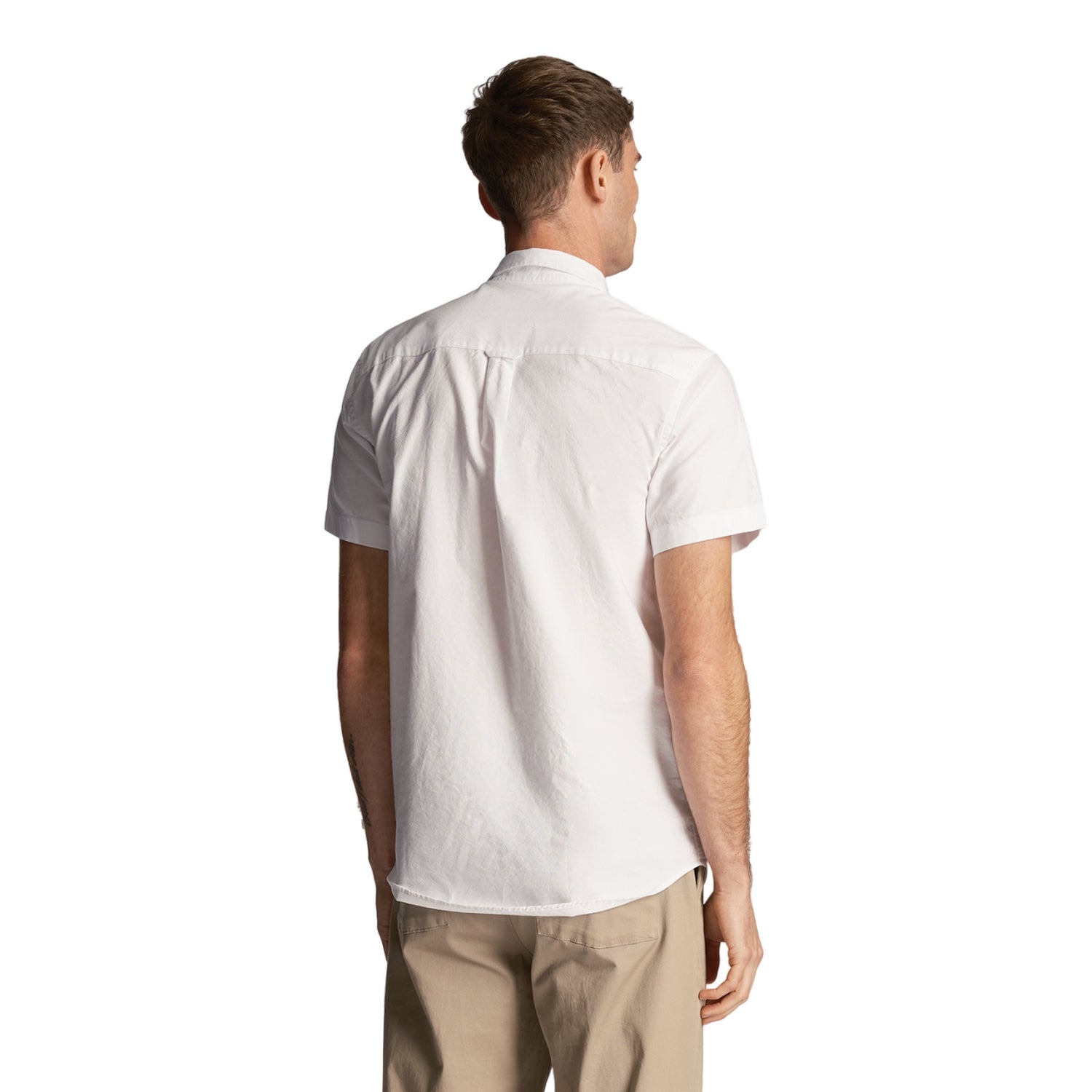 White - Back - Lyle & Scott Mens Oxford Short-Sleeved Shirt