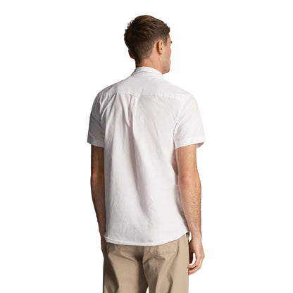 White - Back - Lyle & Scott Mens Oxford Short-Sleeved Shirt