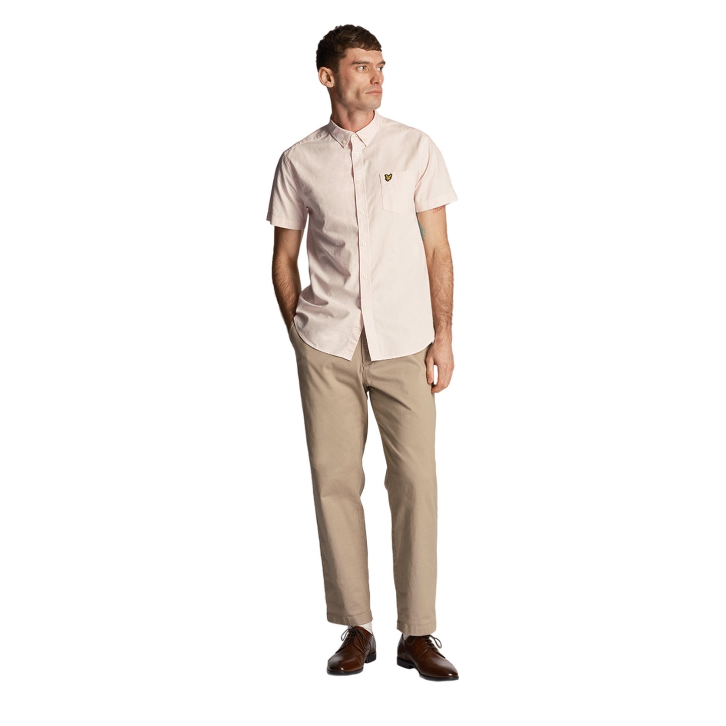 Light Pink - Side - Lyle & Scott Mens Oxford Short-Sleeved Shirt