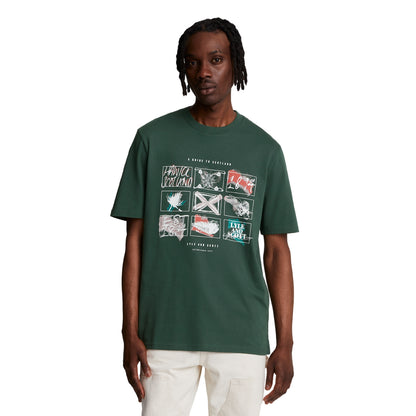 Argyle Teal - Side - Lyle & Scott Mens A Guide To Scotland Graphic Print T-Shirt