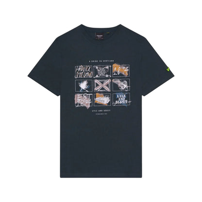 Dark Navy - Front - Lyle & Scott Mens A Guide To Scotland Graphic Print T-Shirt
