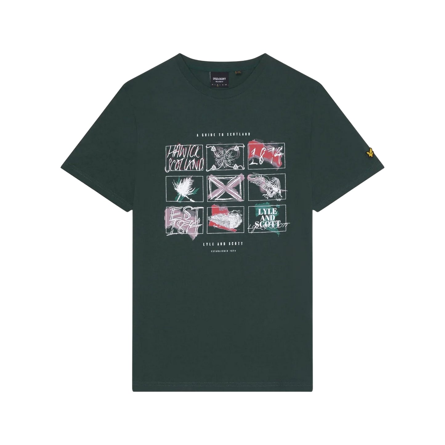 Argyle Teal - Front - Lyle & Scott Mens A Guide To Scotland Graphic Print T-Shirt