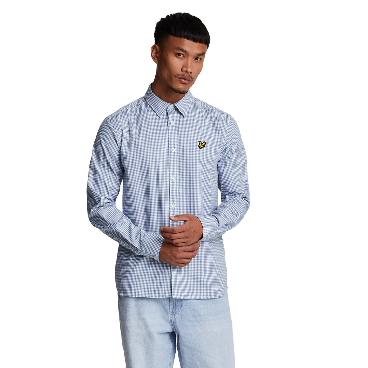 Crafted Blue-White - Side - Lyle & Scott Mens Shepherds Check Shirt