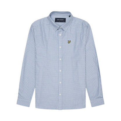 Crafted Blue-White - Front - Lyle & Scott Mens Shepherds Check Shirt