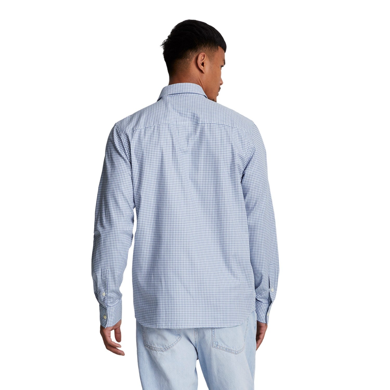 Crafted Blue-White - Back - Lyle & Scott Mens Shepherds Check Shirt
