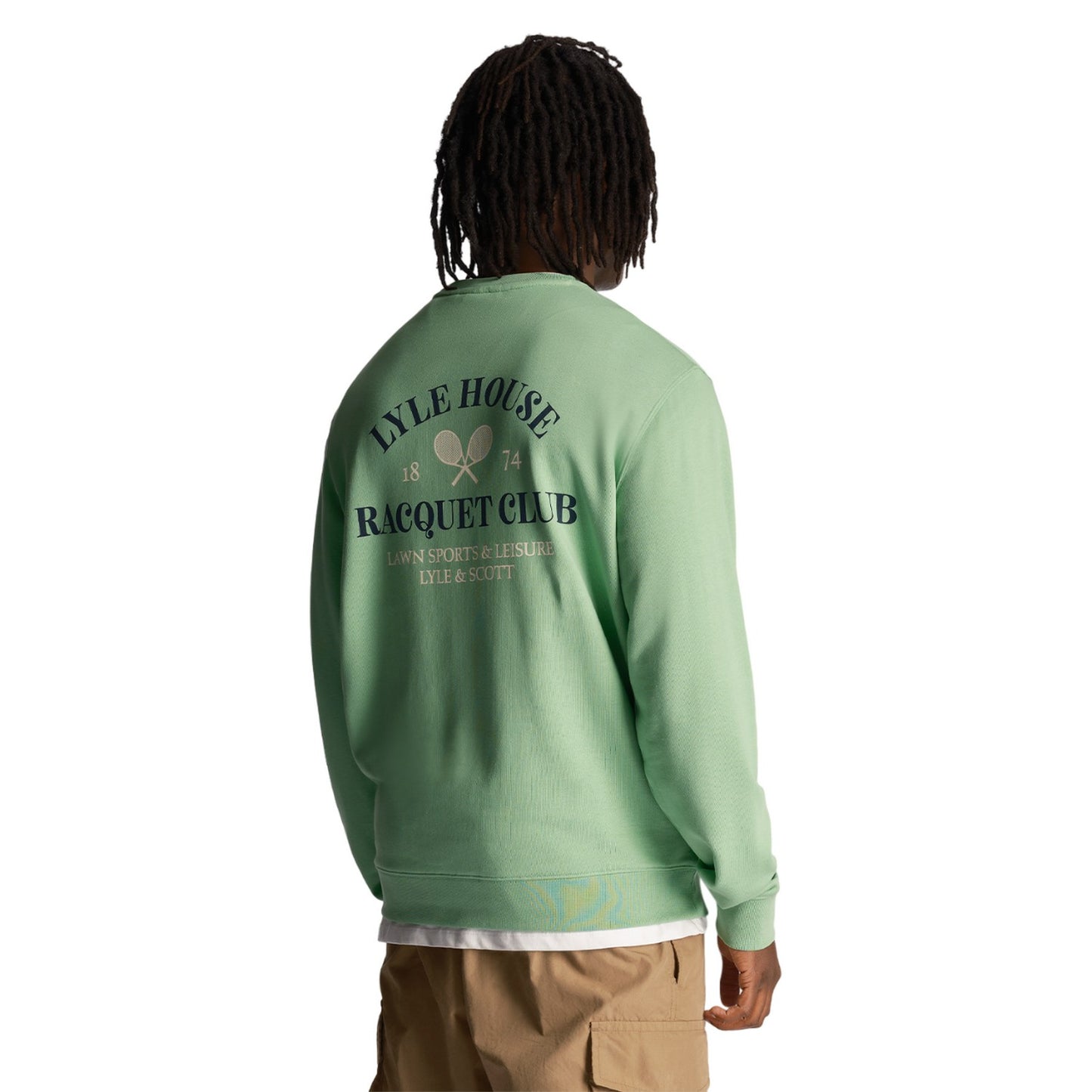 Lawn Green - Back - Lyle & Scott Mens Racquet Club Printed Sweatshirt