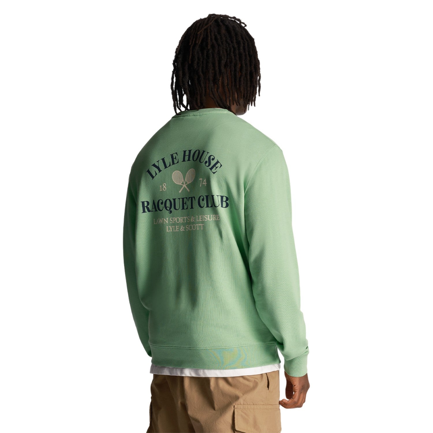 Lawn Green - Back - Lyle & Scott Mens Racquet Club Printed Sweatshirt