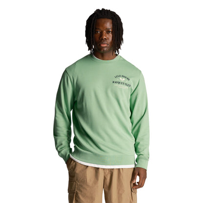 Lawn Green - Side - Lyle & Scott Mens Racquet Club Printed Sweatshirt