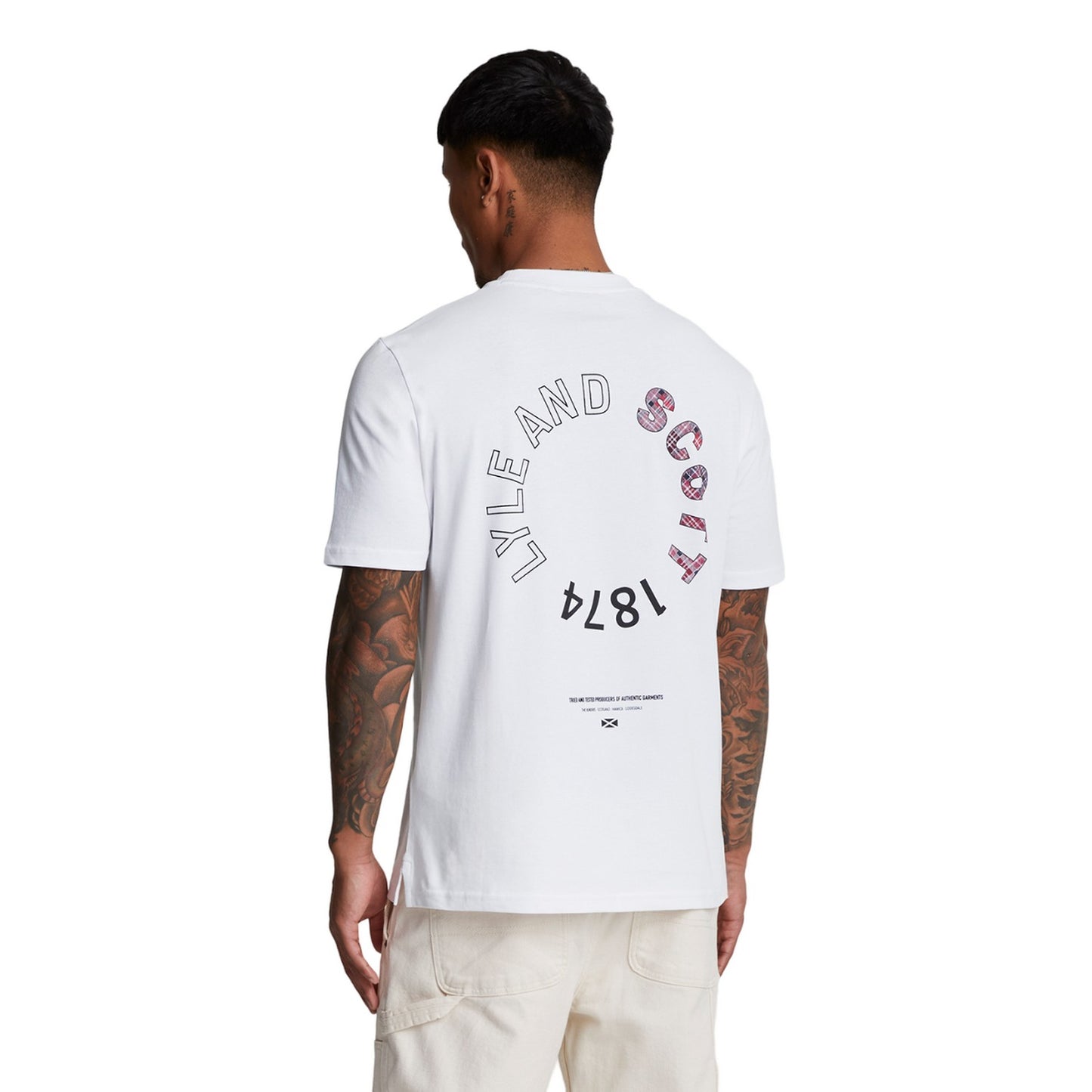 White - Back - Lyle & Scott Mens Tartan Heritage Graphic Print T-Shirt