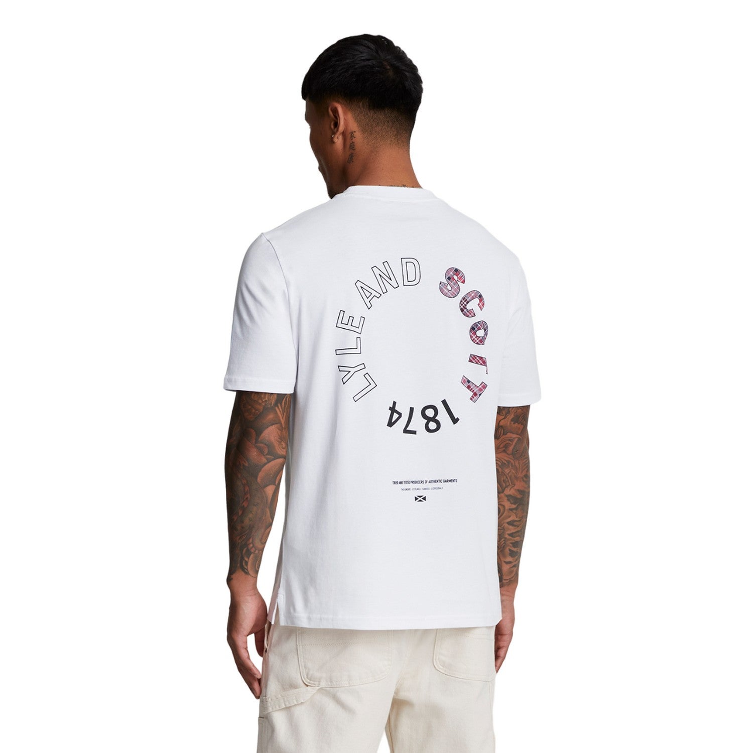 White - Back - Lyle & Scott Mens Tartan Heritage Graphic Print T-Shirt