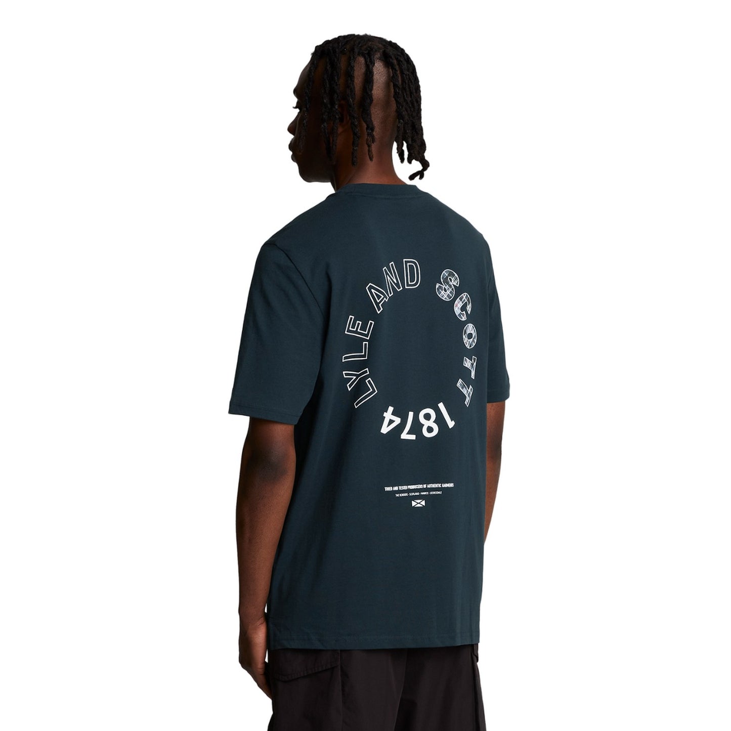 Dark Navy - Back - Lyle & Scott Mens Tartan Heritage Graphic Print T-Shirt