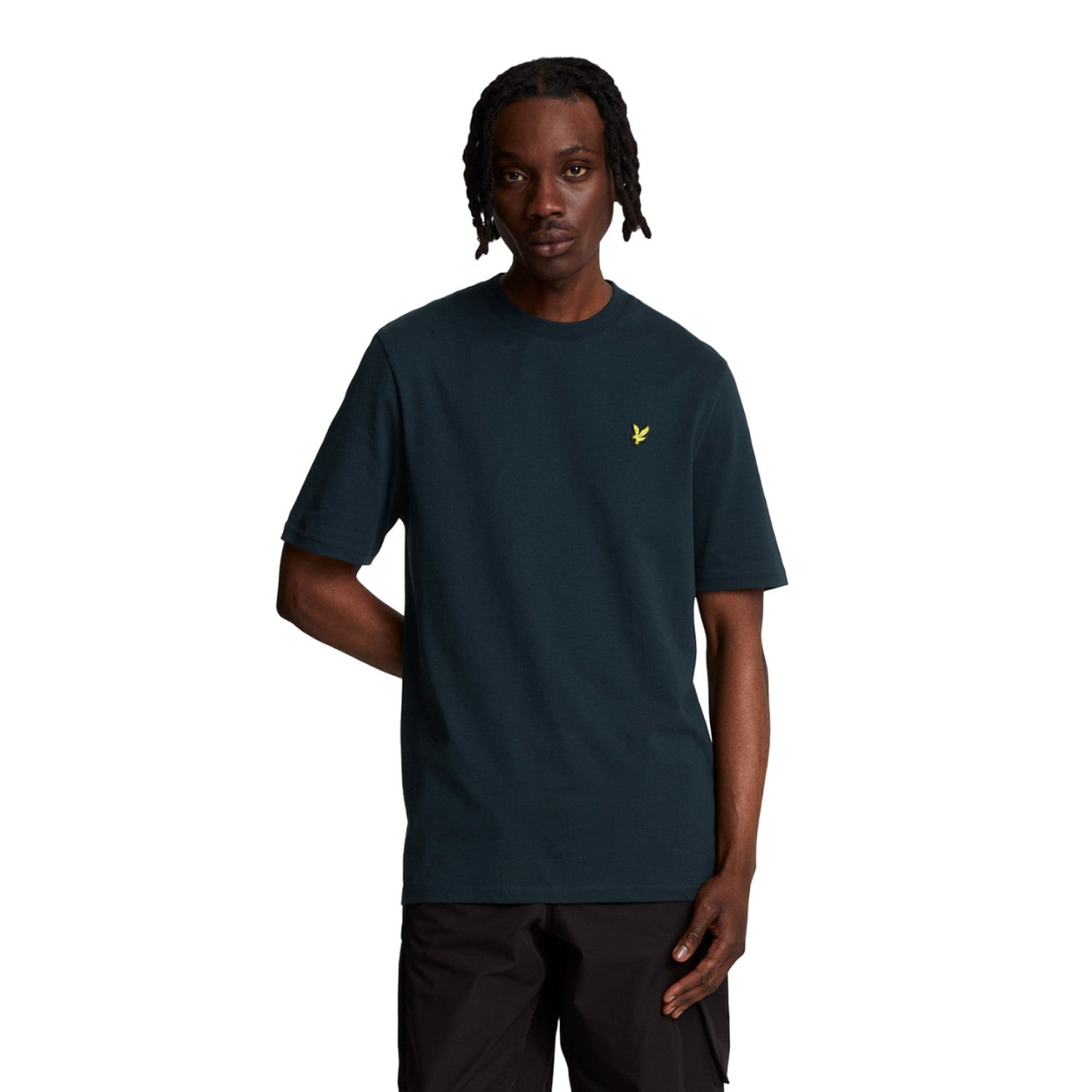 Dark Navy - Side - Lyle & Scott Mens Tartan Heritage Graphic Print T-Shirt