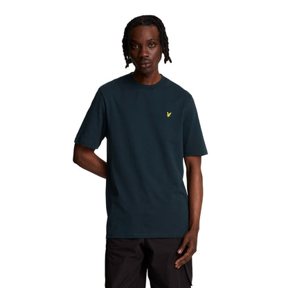 Dark Navy - Side - Lyle & Scott Mens Tartan Heritage Graphic Print T-Shirt