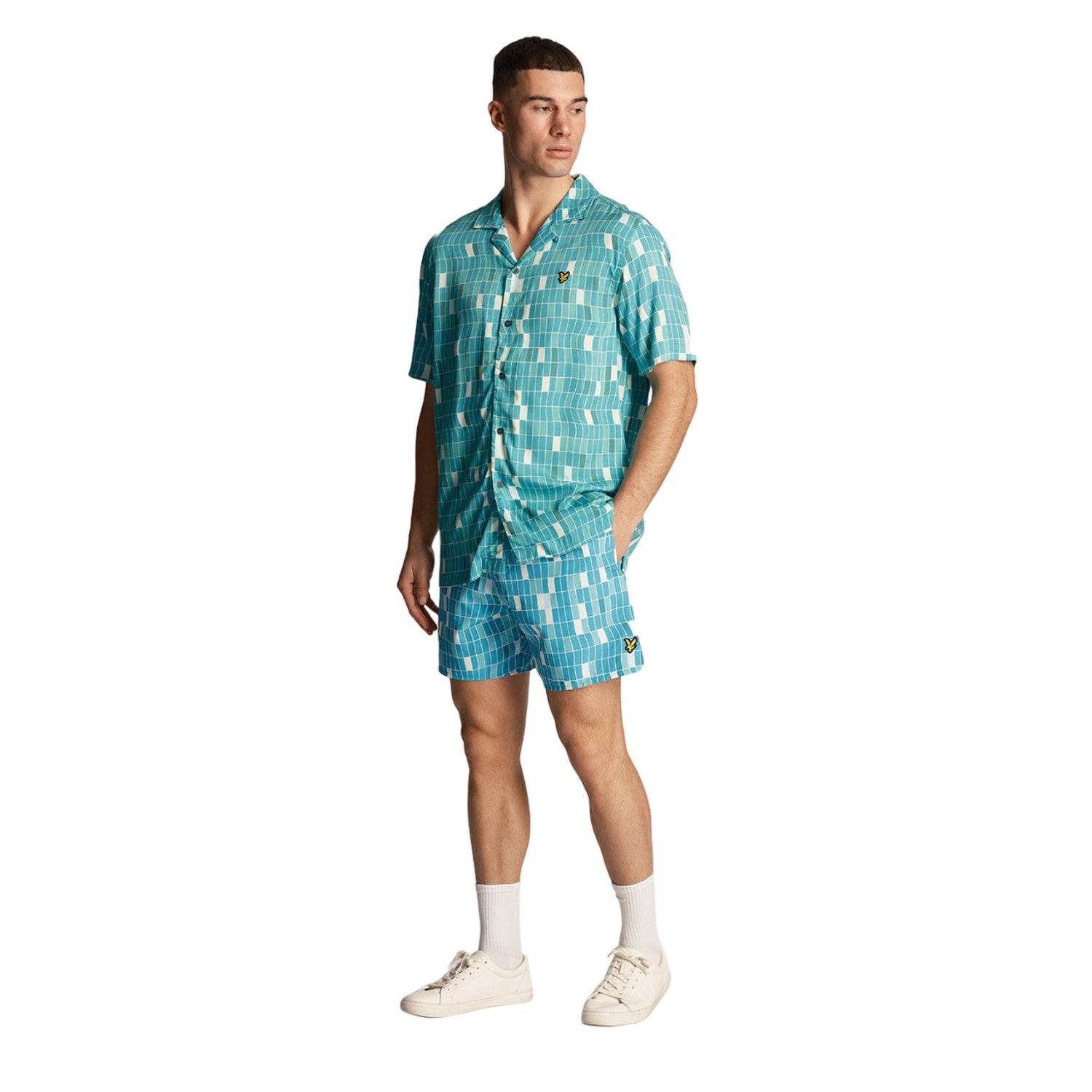 Tile Blue - Back - Lyle & Scott Mens Pool Print Swim Shorts