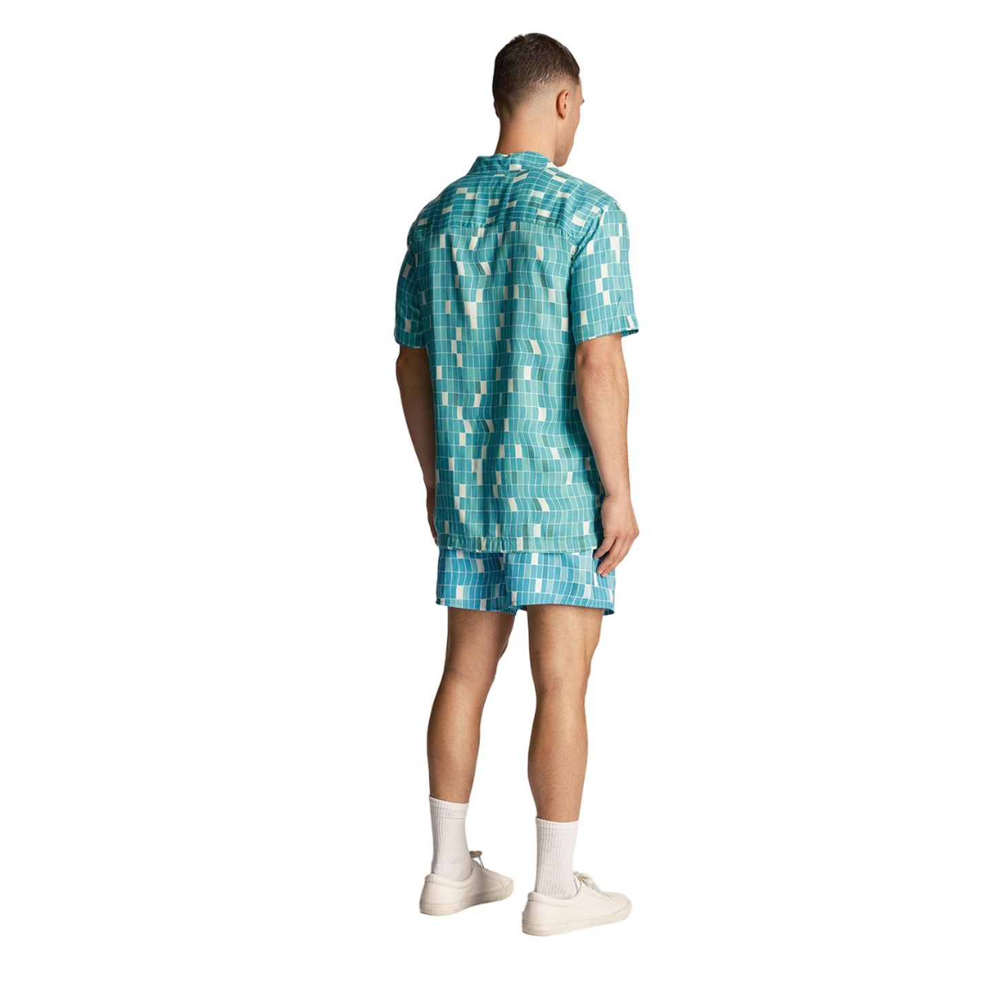 Tile Blue - Side - Lyle & Scott Mens Pool Print Swim Shorts