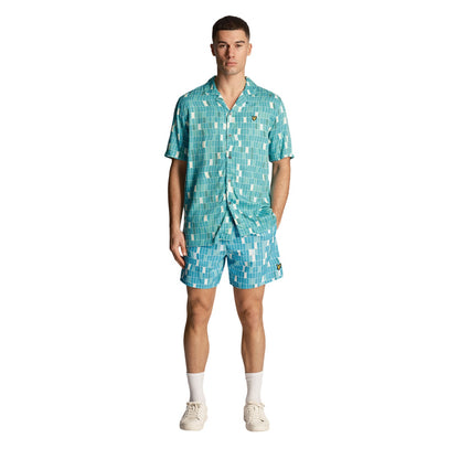 Tile Blue - Lifestyle - Lyle & Scott Mens Pool Print Swim Shorts