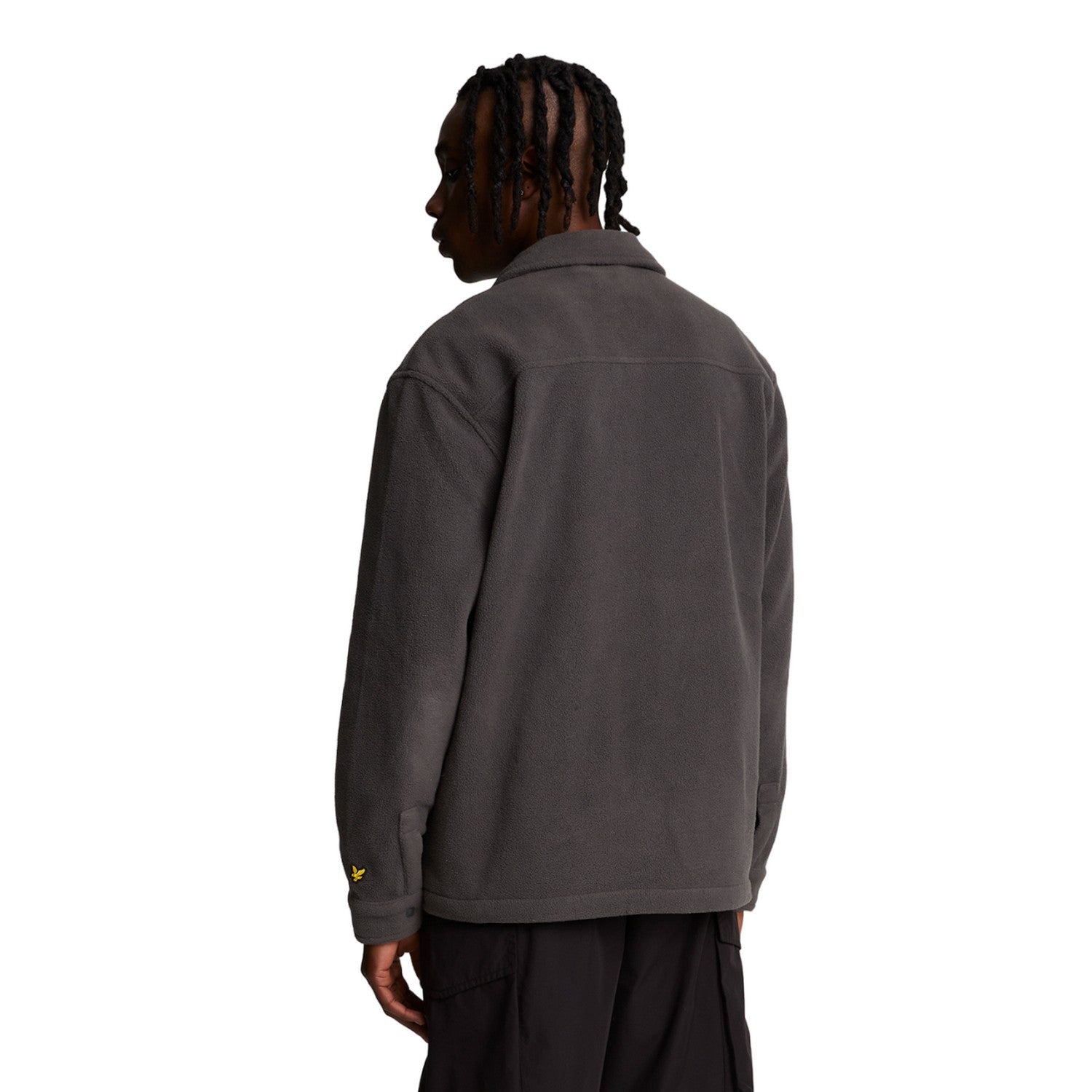Gunmetal - Back - Lyle & Scott Mens Embroidered Fleece Overshirt