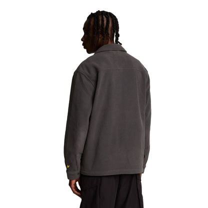Gunmetal - Back - Lyle & Scott Mens Embroidered Fleece Overshirt