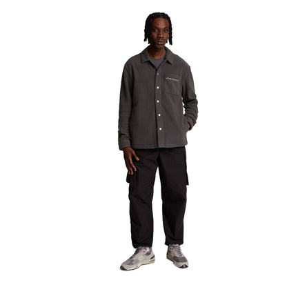 Gunmetal - Side - Lyle & Scott Mens Embroidered Fleece Overshirt
