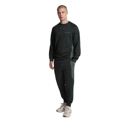 Jet Black-Graphite - Side - Lyle & Scott Mens Colour Block Sweatshirt