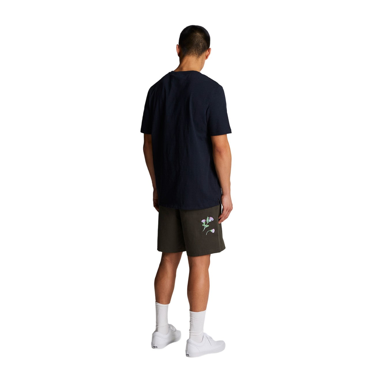Gunmetal - Back - Lyle & Scott Mens Thistle Club Thistle Embroidered Shorts