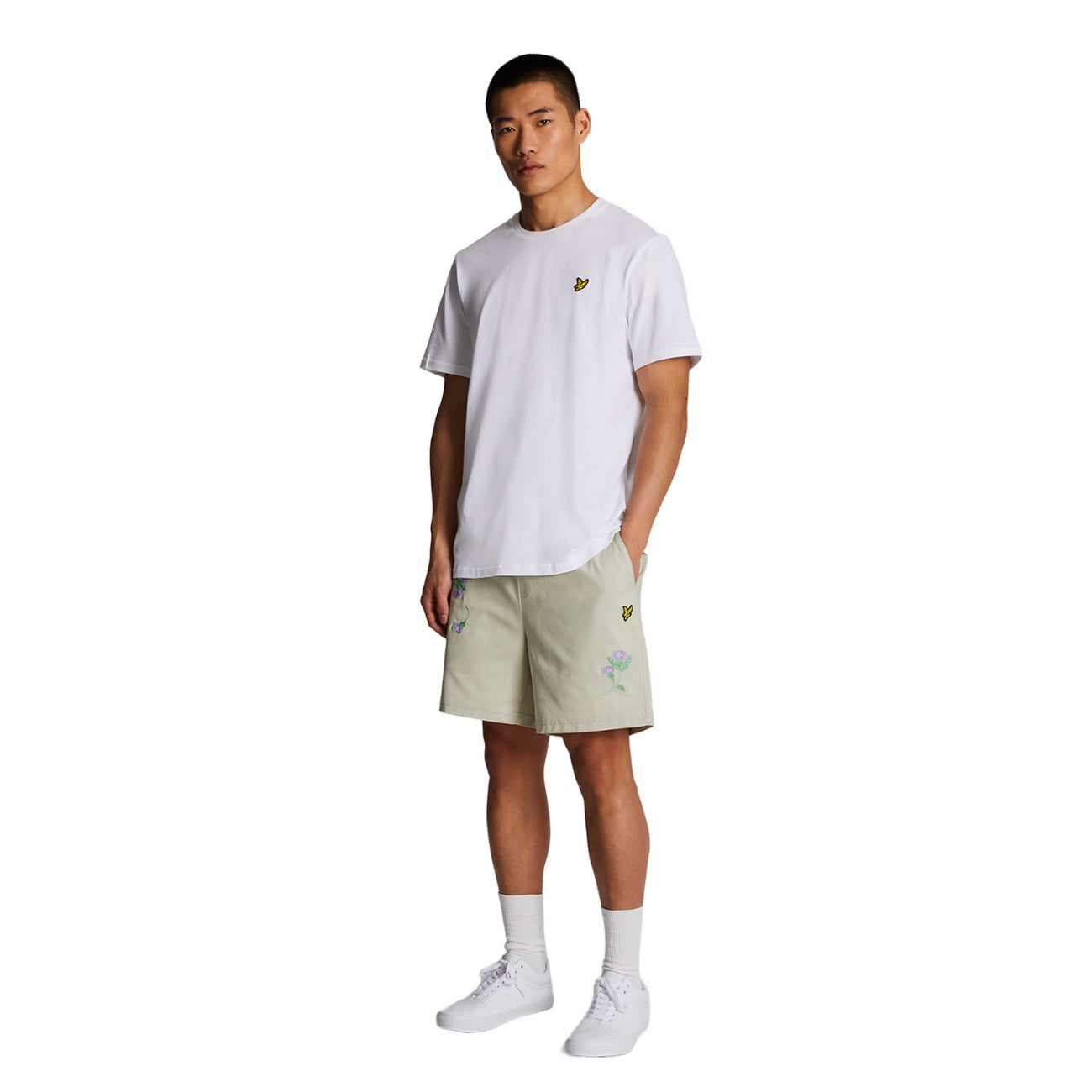 Cove - Side - Lyle & Scott Mens Thistle Club Thistle Embroidered Shorts