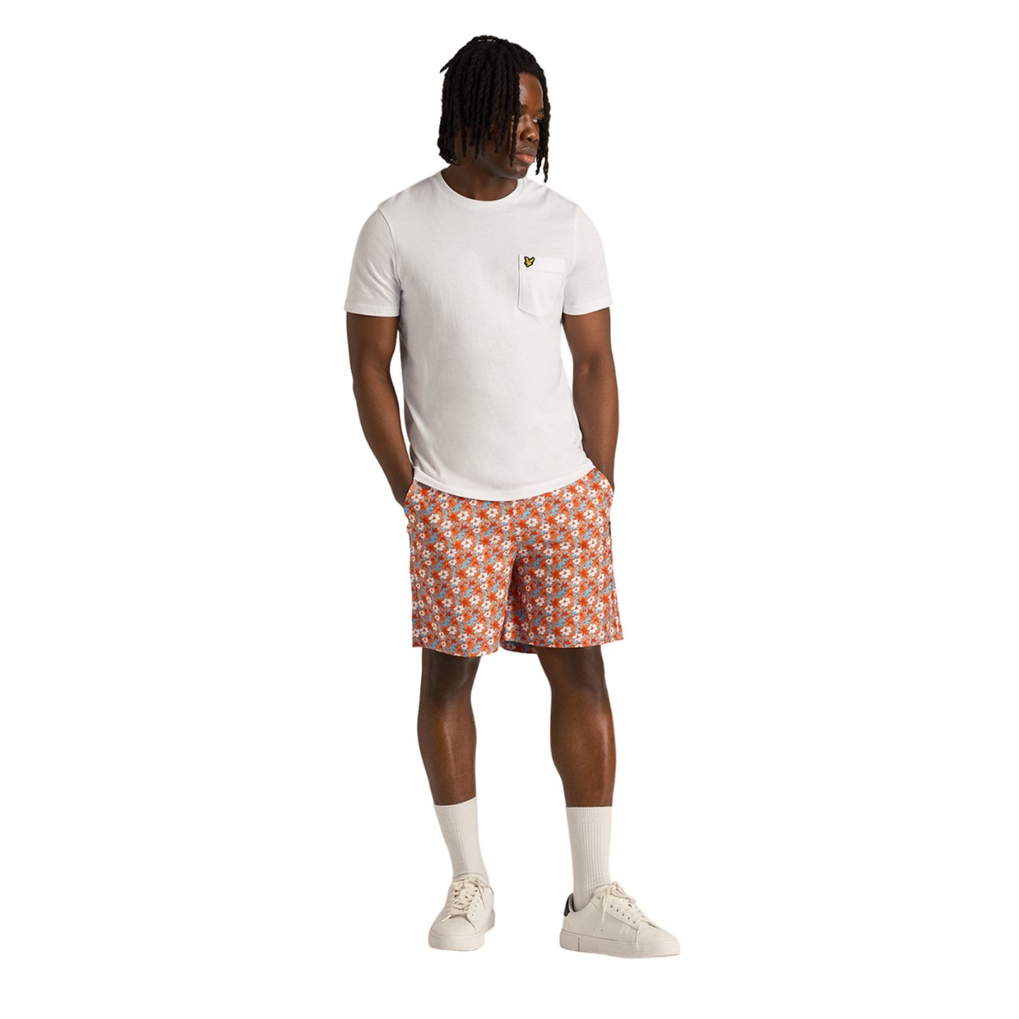 Tangerine Tango - Side - Lyle & Scott Mens Resort Floral Casual Shorts