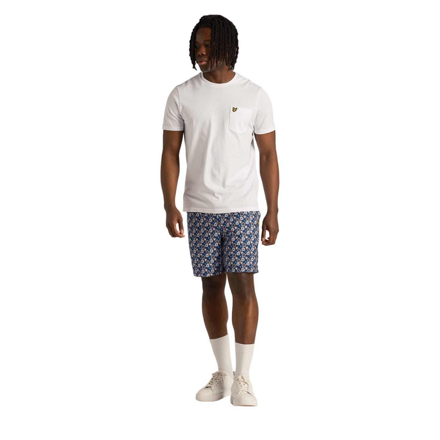 Dark Navy - Side - Lyle & Scott Mens Resort Floral Casual Shorts