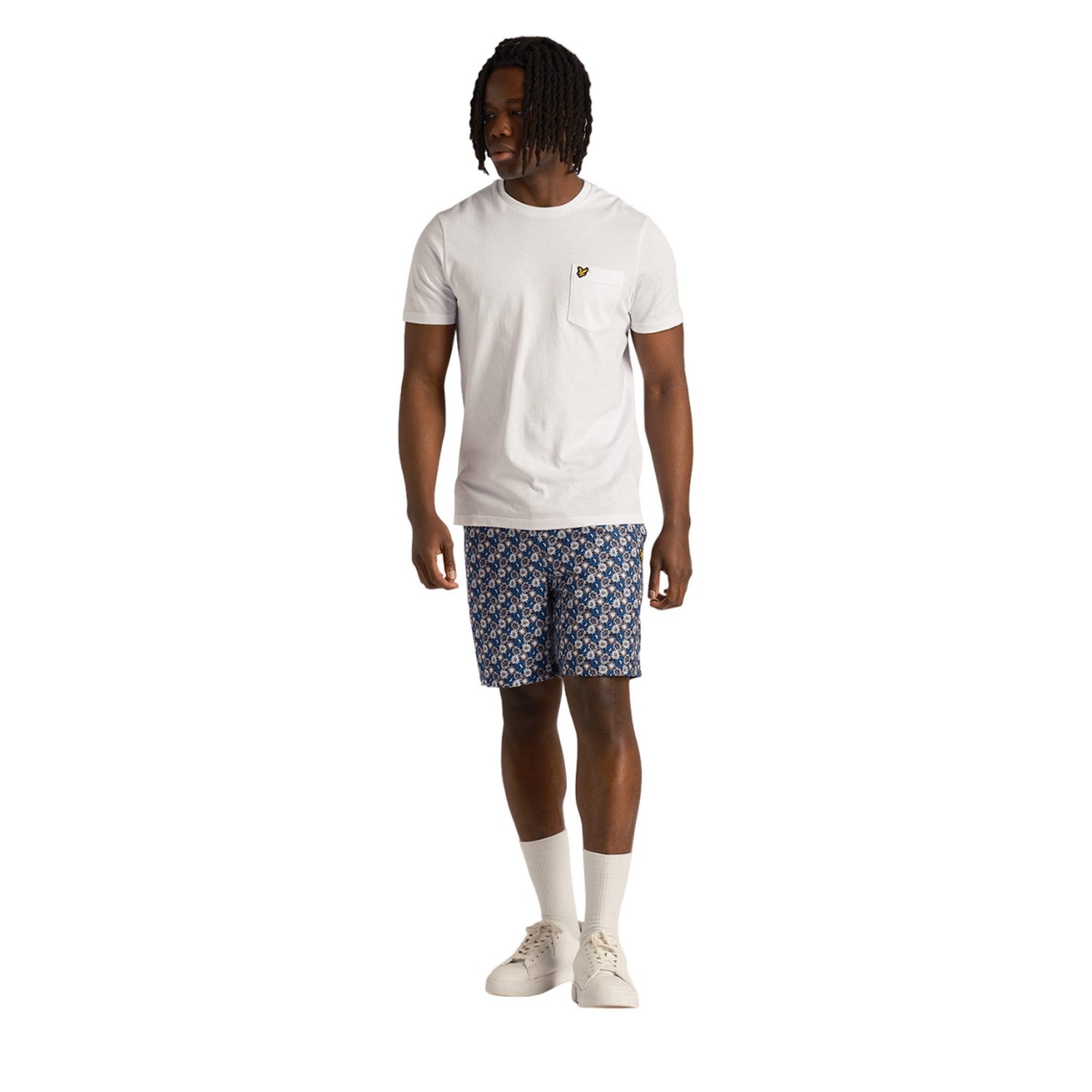 Dark Navy - Side - Lyle & Scott Mens Resort Floral Casual Shorts