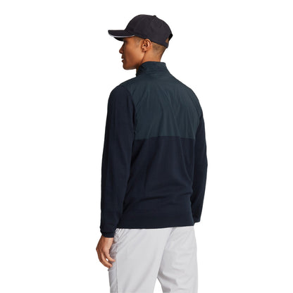 Dark Navy - Back - Lyle & Scott Mens Overlay Knitted Full Zip Golf Jacket
