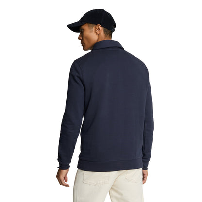 Dark Navy-Cove - Back - Lyle & Scott Mens Embroidered Quarter Zip Jumper