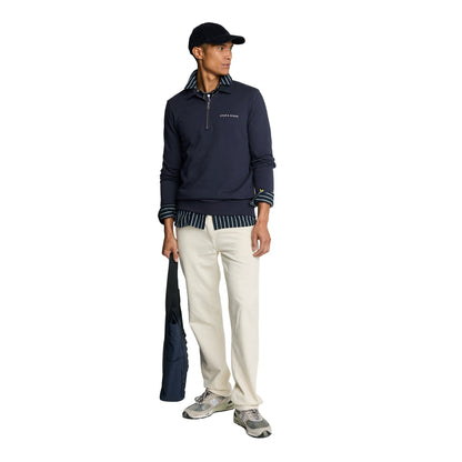 Dark Navy-Cove - Side - Lyle & Scott Mens Embroidered Quarter Zip Jumper