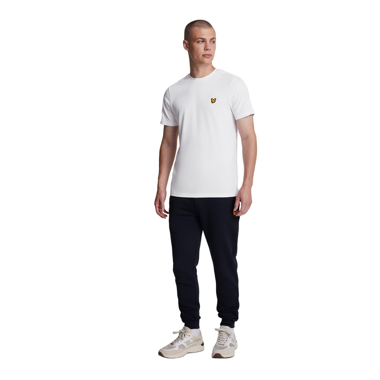 White - Side - Lyle & Scott Mens Tape Sports T-Shirt