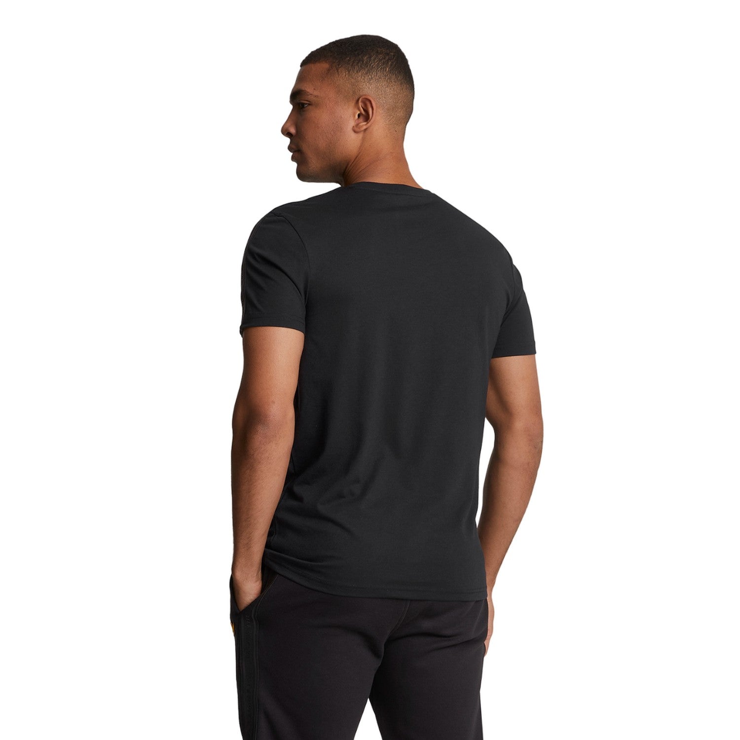 Jet Black - Back - Lyle & Scott Mens Tape Sports T-Shirt