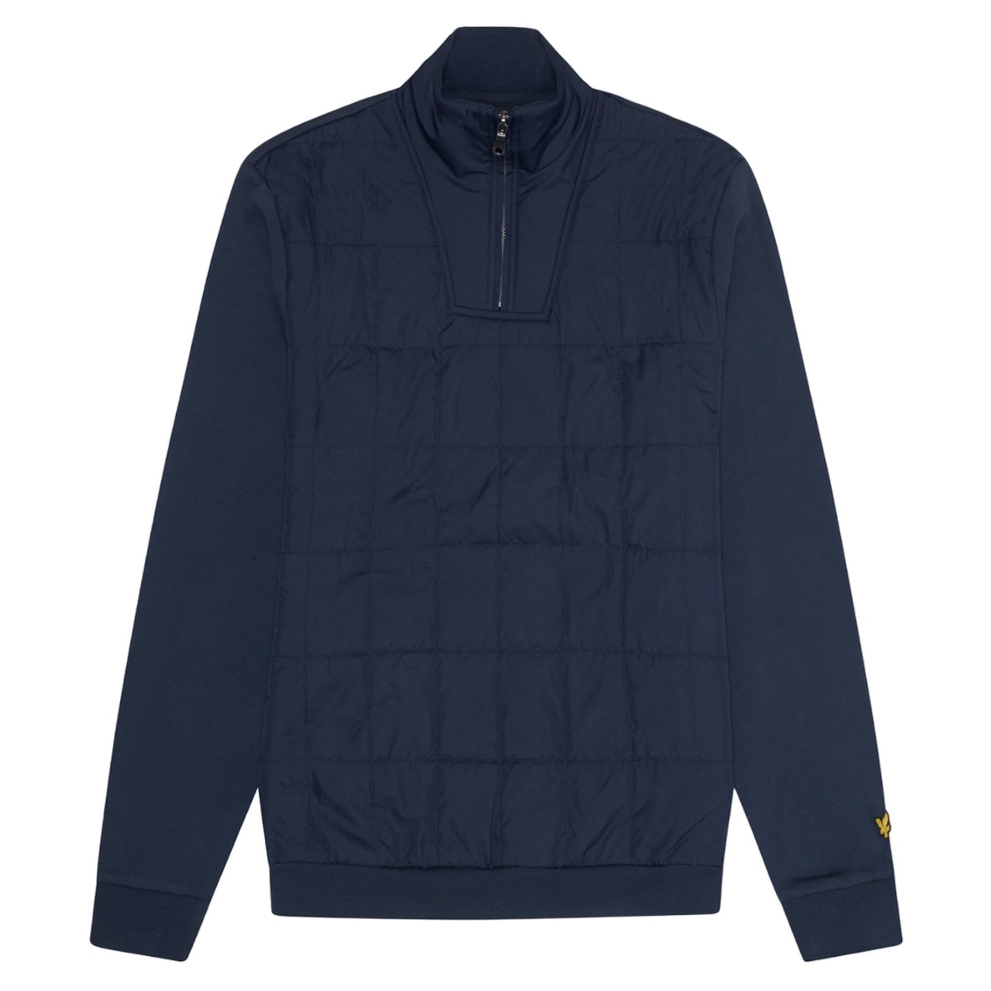 Muddy Navy - Front - Lyle & Scott Mens Hybrid Quilted Quarter Zip Sweatshirt