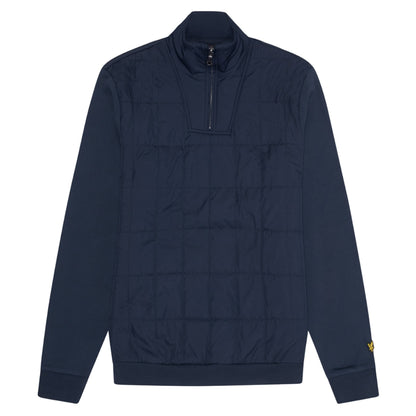 Muddy Navy - Front - Lyle & Scott Mens Hybrid Quilted Quarter Zip Sweatshirt