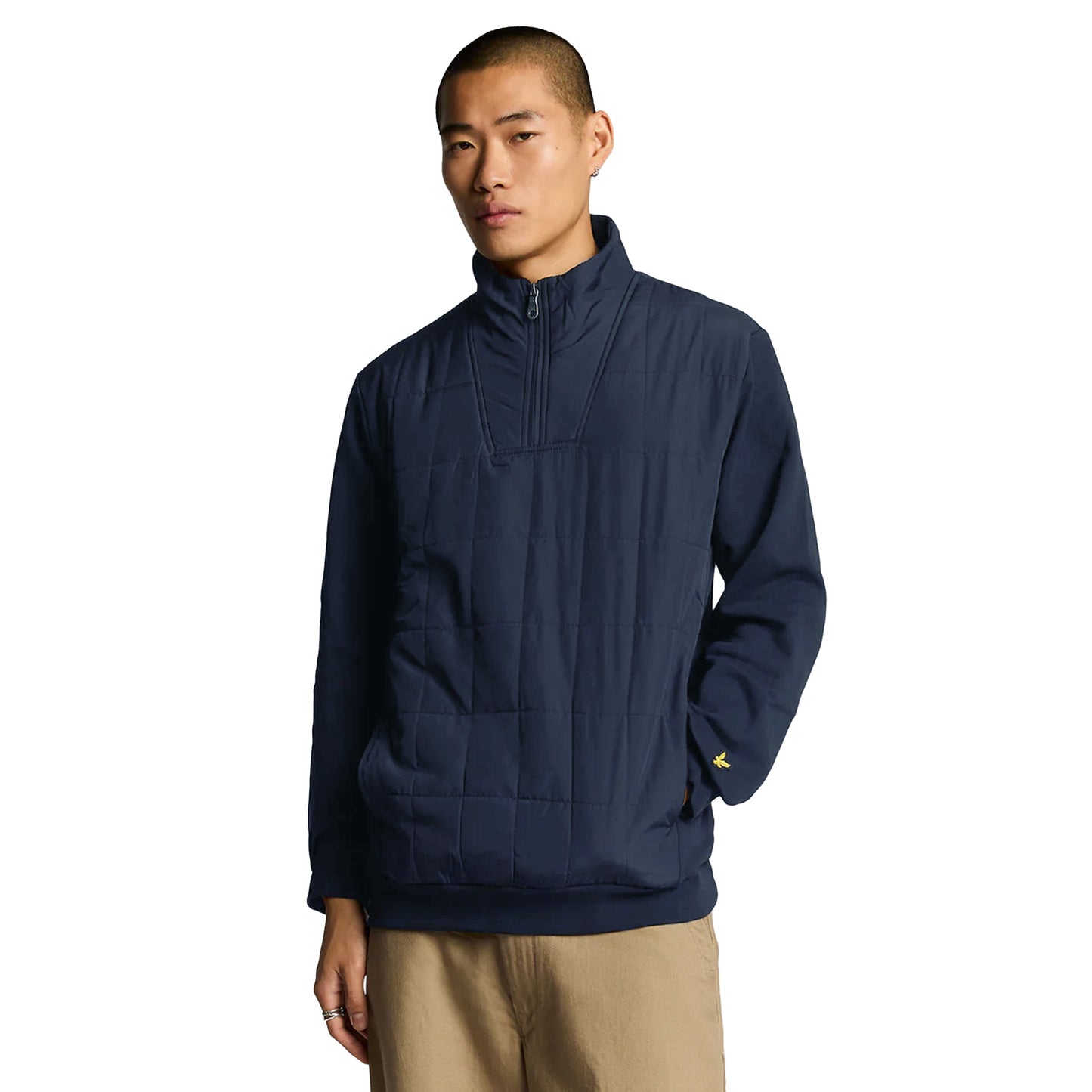 Muddy Navy - Back - Lyle & Scott Mens Hybrid Quilted Quarter Zip Sweatshirt