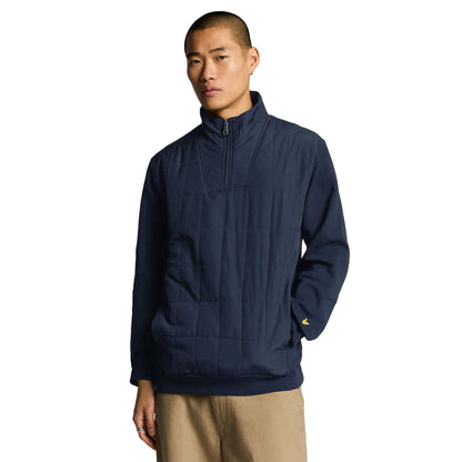 Muddy Navy - Back - Lyle & Scott Mens Hybrid Quilted Quarter Zip Sweatshirt
