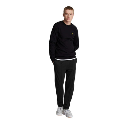 Jet Black - Front - Lyle & Scott Mens Interlock Pintuck Jogging Bottoms