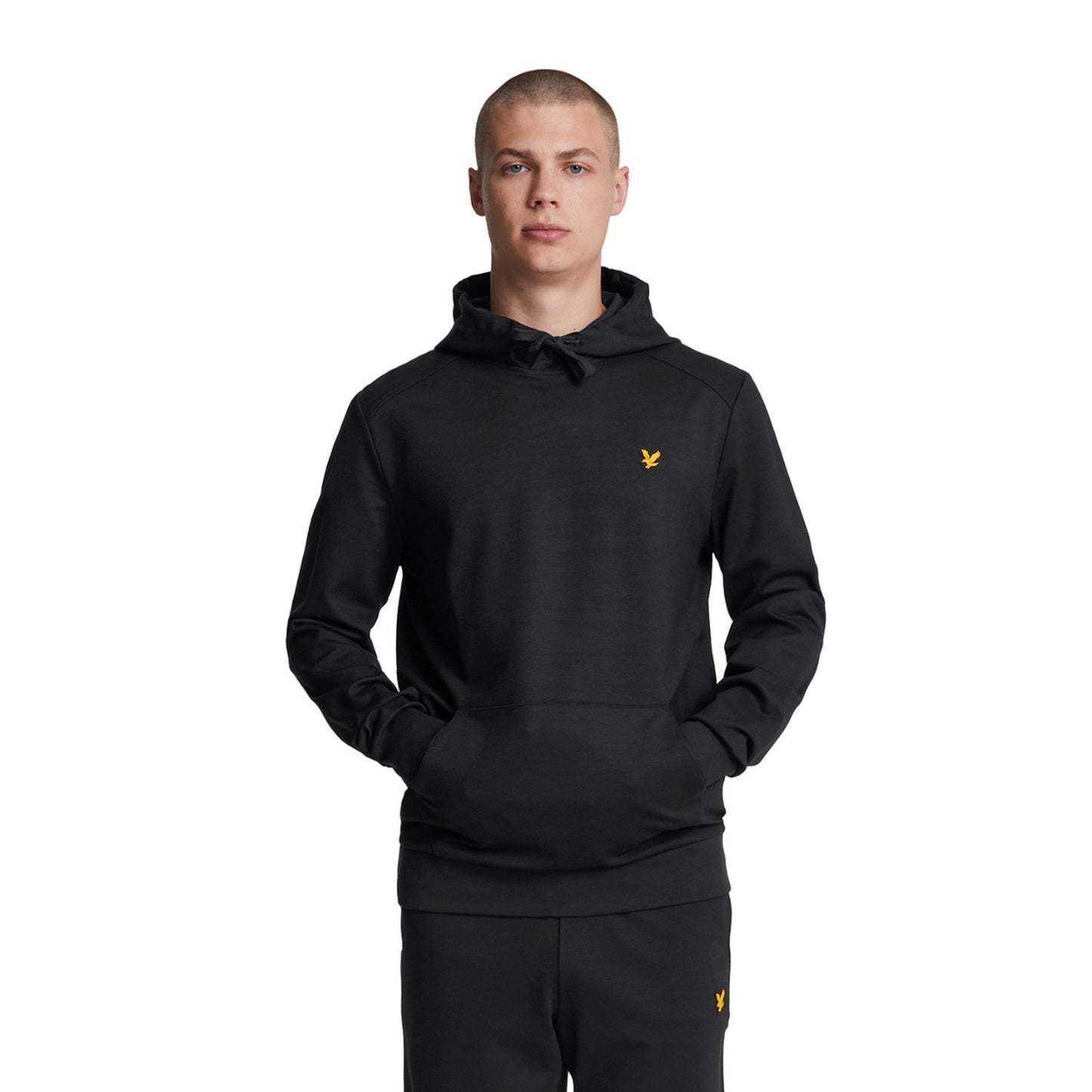 Jet Black - Side - Lyle & Scott Mens Fly Fleece Sports Hoodie