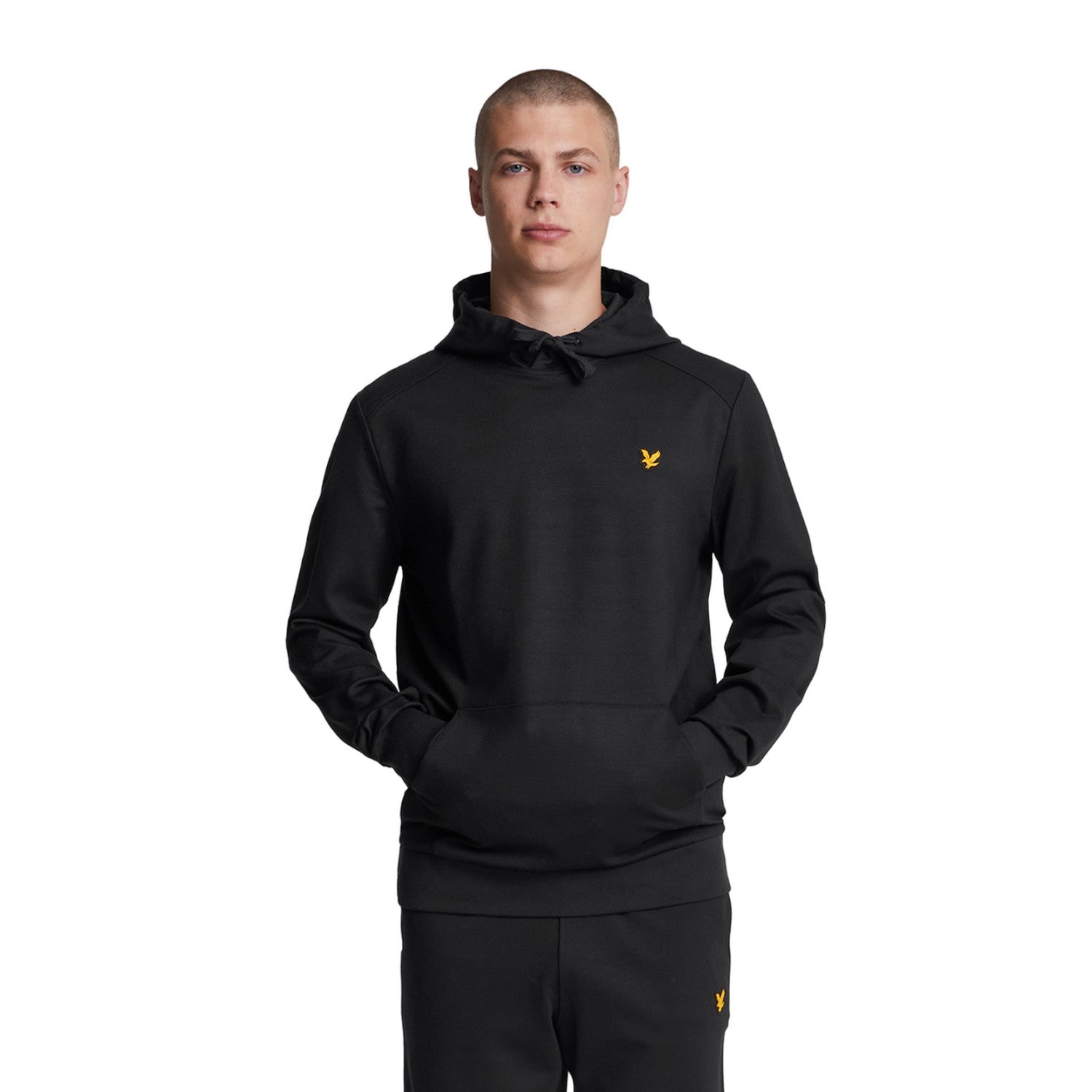 Jet Black - Side - Lyle & Scott Mens Fly Fleece Sports Hoodie