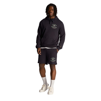 Dark Navy - Side - Lyle & Scott Mens Racquet Club Graphic Print Sweat Shorts