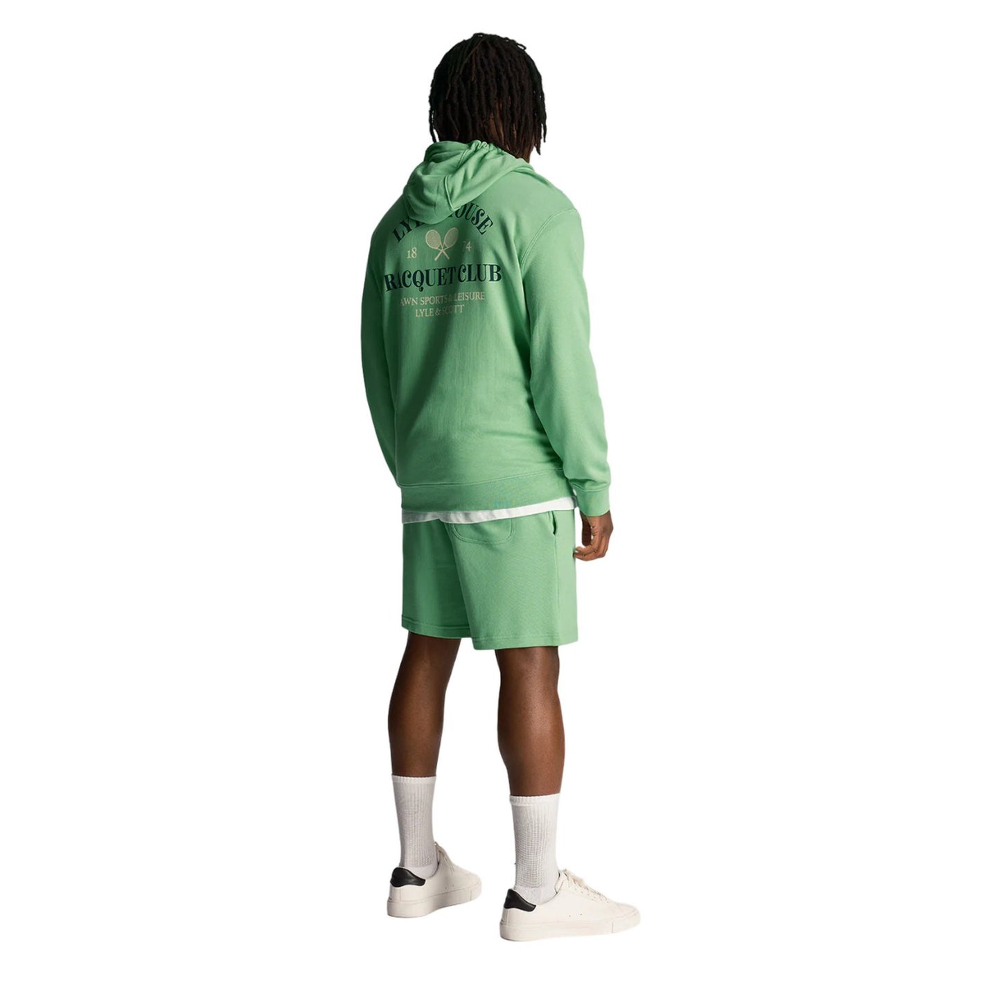 Lawn Green - Back - Lyle & Scott Mens Racquet Club Graphic Print Sweat Shorts