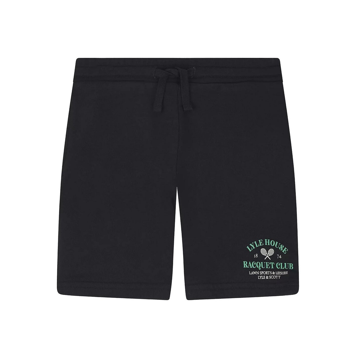 Dark Navy - Front - Lyle & Scott Mens Racquet Club Graphic Print Sweat Shorts