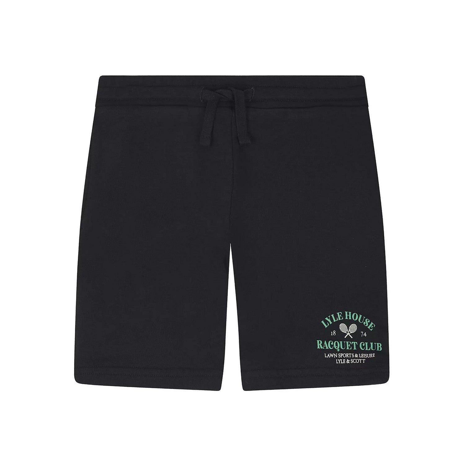 Dark Navy - Front - Lyle & Scott Mens Racquet Club Graphic Print Sweat Shorts