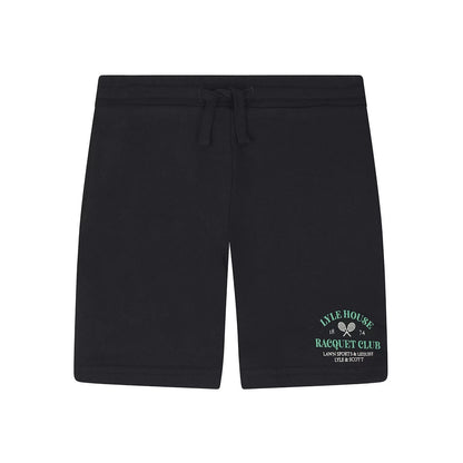 Dark Navy - Front - Lyle & Scott Mens Racquet Club Graphic Print Sweat Shorts