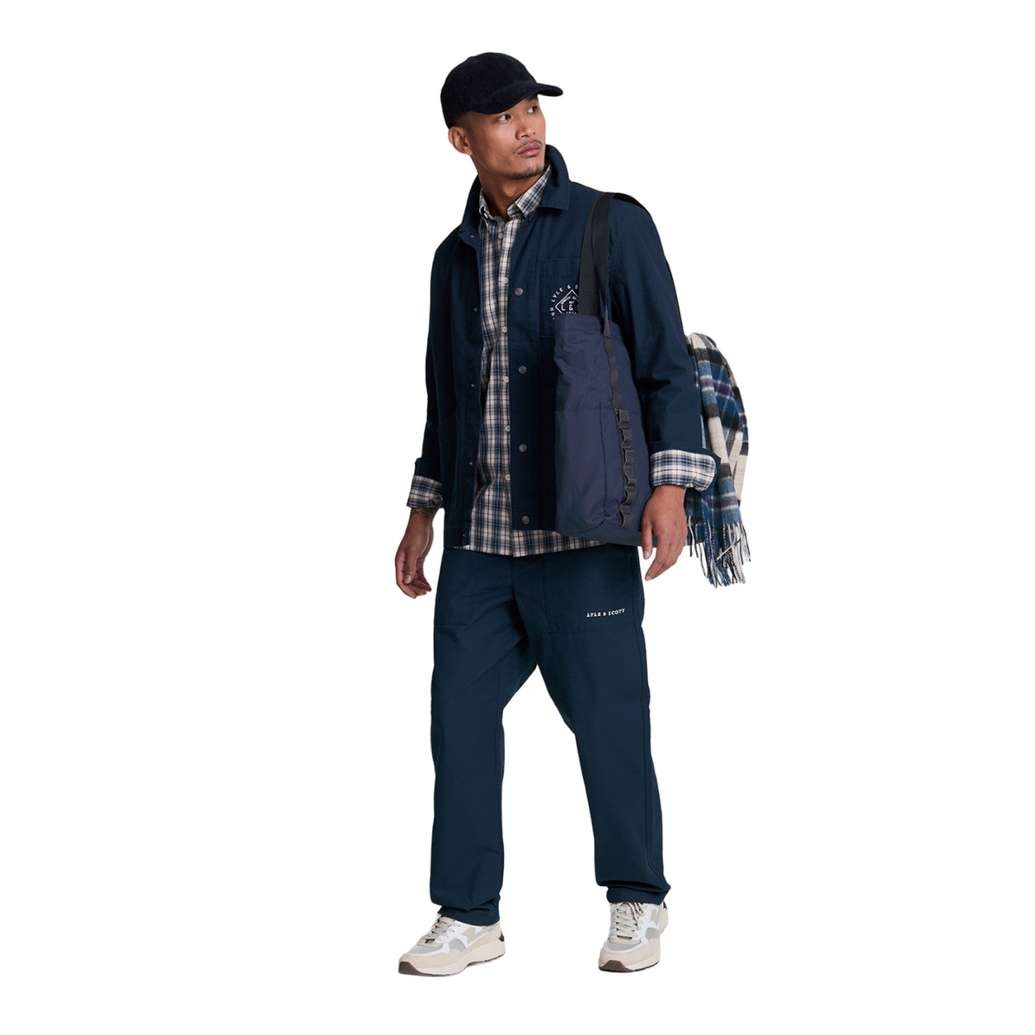 Dark Navy - Front - Lyle & Scott Mens Fatigue Tapered Trousers