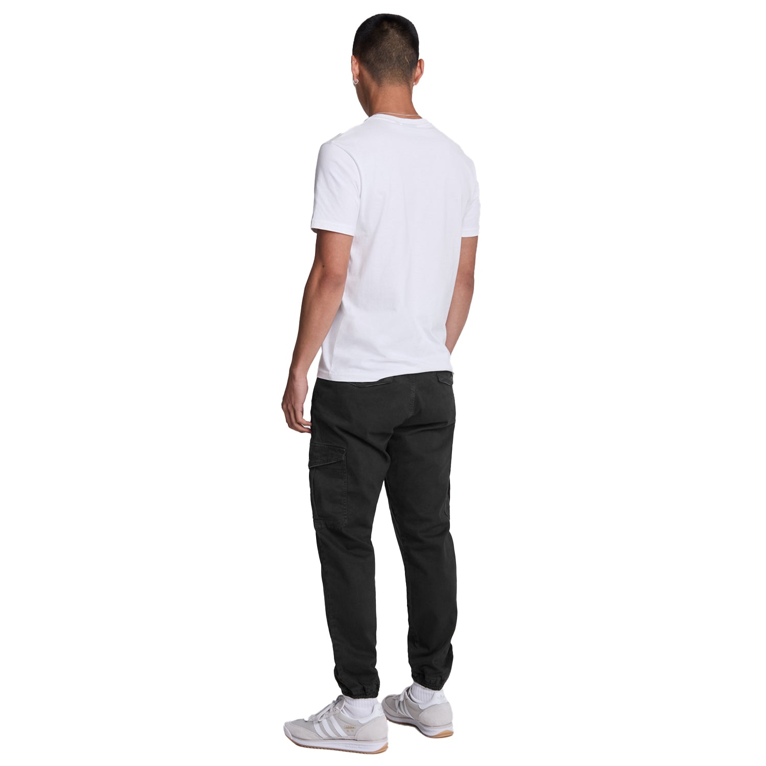 Jet Black - Back - Lyle & Scott Mens Cuffed Ankle Cargo Trousers